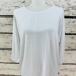 Talbots Women's Casual Top White 3/4 Sleeve Twisted Back Size Medium - Petite